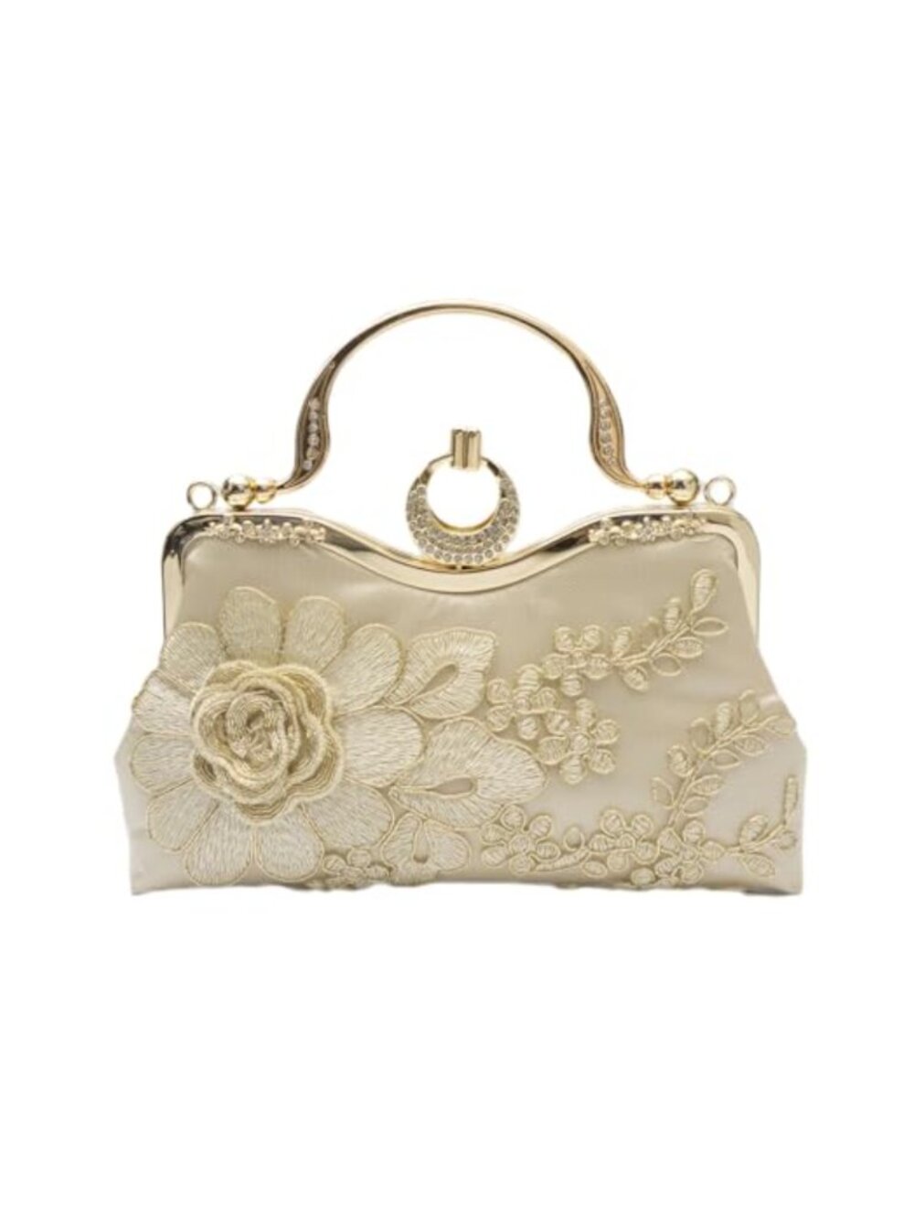 Floral Embroidery Evening Clutch Bag Retro Wedding Purse Elegant Shoulder Bag